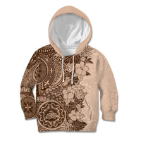 Polynesia Kid Hoodie Hibiscus and Hawaiian Tribal Tattoo Retro Style Pink Pastel - Wonder Print Shop