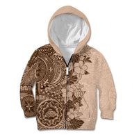 Polynesia Kid Hoodie Hibiscus and Hawaiian Tribal Tattoo Retro Style Pink Pastel - Wonder Print Shop
