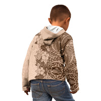 Polynesia Kid Hoodie Hibiscus and Hawaiian Tribal Tattoo Retro Style Pink Pastel - Wonder Print Shop