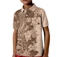 Polynesia Kid Polo Shirt Hibiscus and Hawaiian Tribal Tattoo Retro Style Pink Pastel - Wonder Print Shop