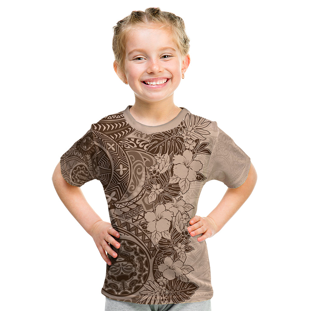 Polynesia Kid T Shirt Hibiscus and Hawaiian Tribal Tattoo Retro Style Pink Pastel - Wonder Print Shop