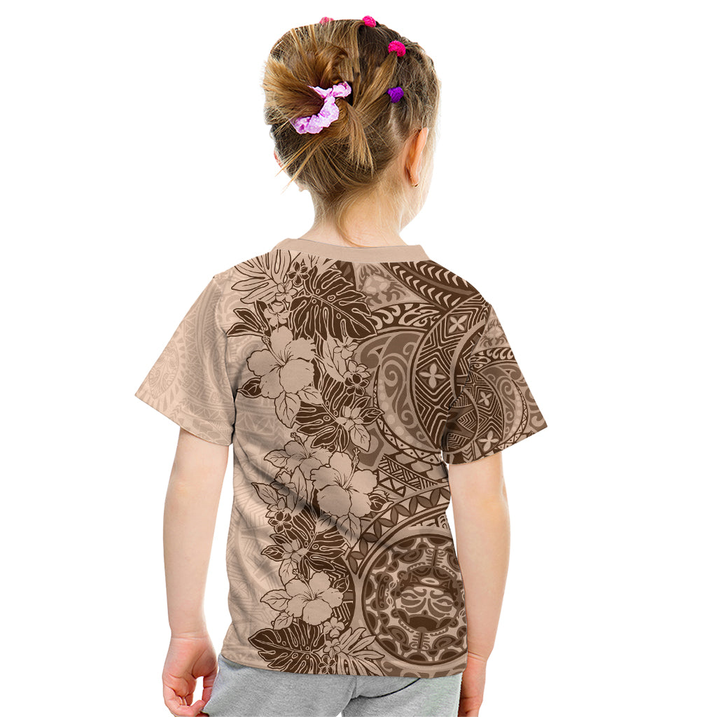 Polynesia Kid T Shirt Hibiscus and Hawaiian Tribal Tattoo Retro Style Pink Pastel - Wonder Print Shop