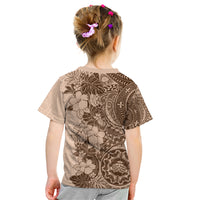 Polynesia Kid T Shirt Hibiscus and Hawaiian Tribal Tattoo Retro Style Pink Pastel - Wonder Print Shop