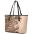Polynesia Leather Tote Bag Hibiscus and Hawaiian Tribal Tattoo Retro Style Pink Pastel - Wonder Print Shop