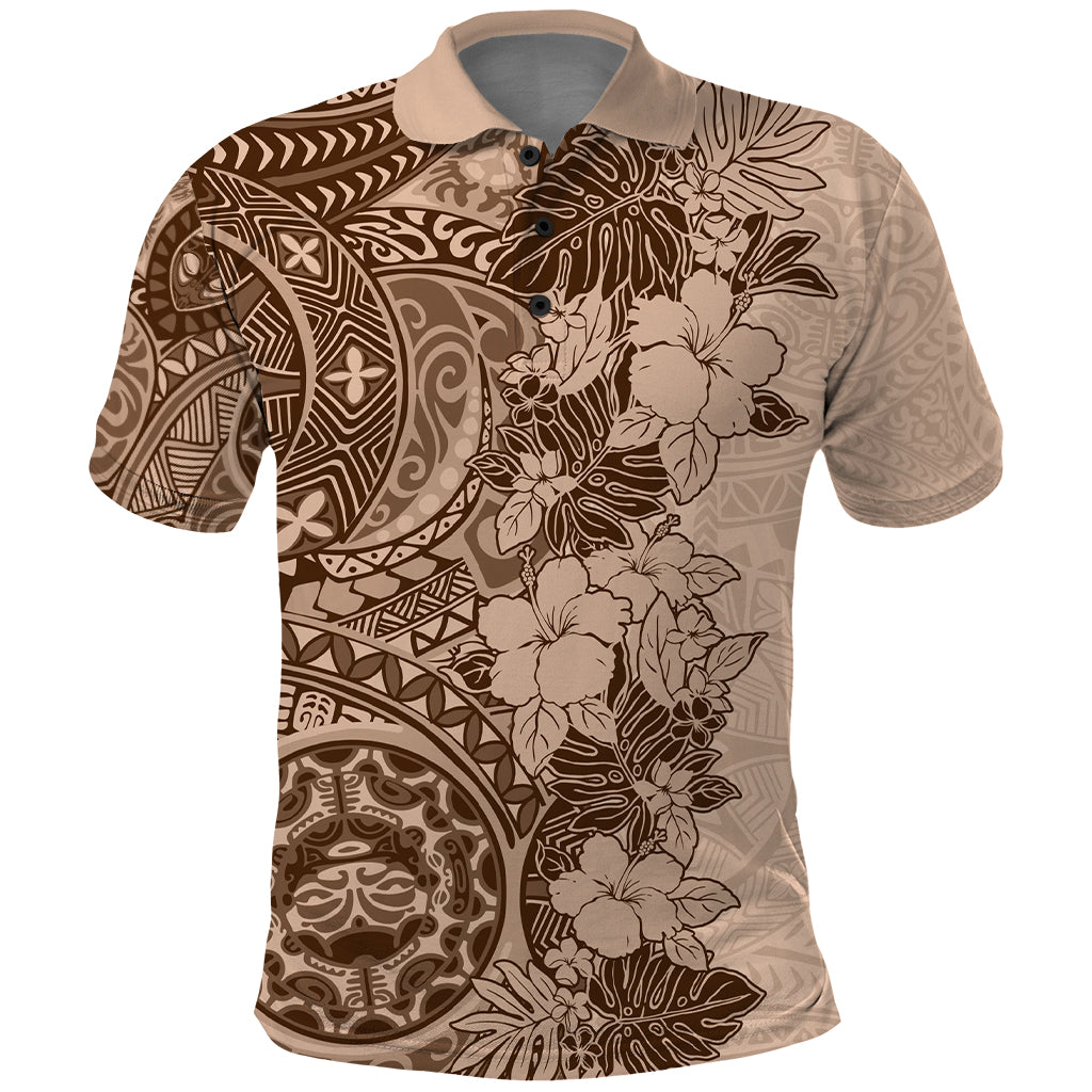 Polynesia Polo Shirt Hibiscus and Hawaiian Tribal Tattoo Retro Style Pink Pastel - Wonder Print Shop
