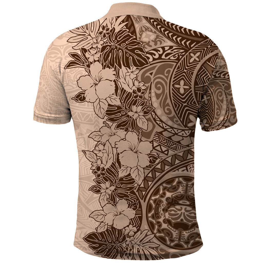 Polynesia Polo Shirt Hibiscus and Hawaiian Tribal Tattoo Retro Style Pink Pastel - Wonder Print Shop