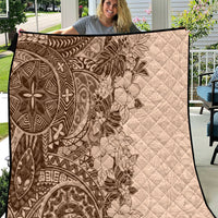 Polynesia Quilt Hibiscus and Hawaiian Tribal Tattoo Retro Style Pink Pastel - Wonder Print Shop