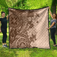 Polynesia Quilt Hibiscus and Hawaiian Tribal Tattoo Retro Style Pink Pastel - Wonder Print Shop