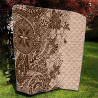 Polynesia Quilt Hibiscus and Hawaiian Tribal Tattoo Retro Style Pink Pastel - Wonder Print Shop