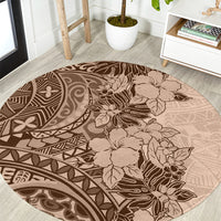 polynesia-round-carpet-hibiscus-and-hawaiian-tribal-tattoo-retro-style-pink-pastel