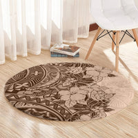 polynesia-round-carpet-hibiscus-and-hawaiian-tribal-tattoo-retro-style-pink-pastel