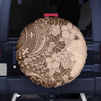 Polynesia Spare Tire Cover Hibiscus and Hawaiian Tribal Tattoo Retro Style Pink Pastel - Wonder Print Shop