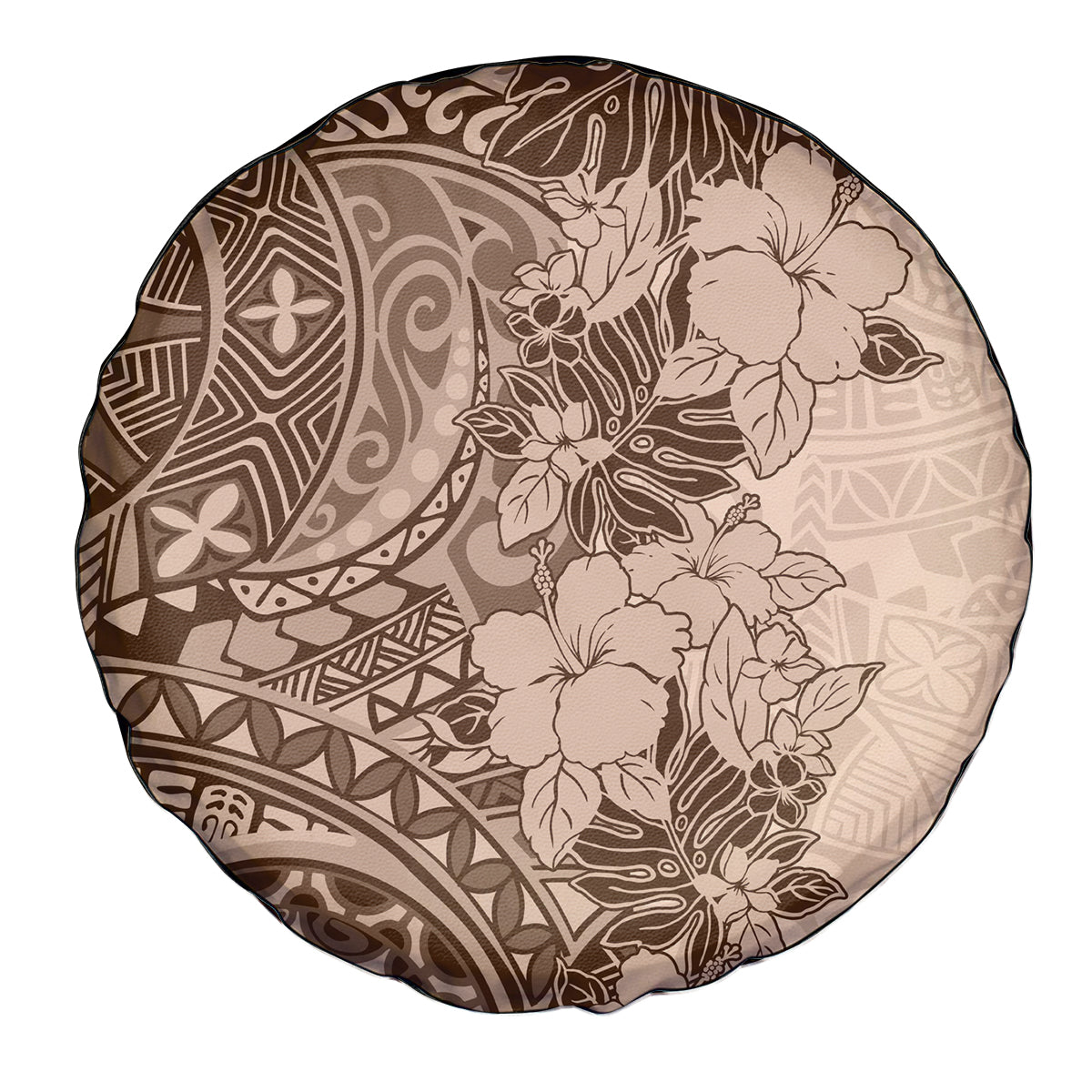 Polynesia Spare Tire Cover Hibiscus and Hawaiian Tribal Tattoo Retro Style Pink Pastel - Wonder Print Shop