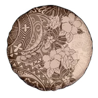 Polynesia Spare Tire Cover Hibiscus and Hawaiian Tribal Tattoo Retro Style Pink Pastel - Wonder Print Shop