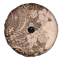 Polynesia Spare Tire Cover Hibiscus and Hawaiian Tribal Tattoo Retro Style Pink Pastel - Wonder Print Shop