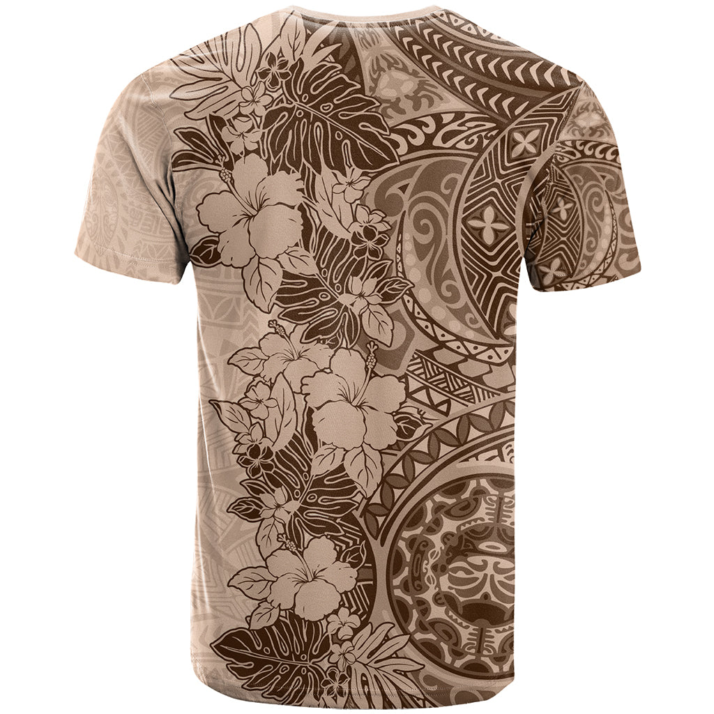 Polynesia T Shirt Hibiscus and Hawaiian Tribal Tattoo Retro Style Pink Pastel - Wonder Print Shop