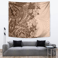 Polynesia Tapestry Hibiscus and Hawaiian Tribal Tattoo Retro Style Pink Pastel - Wonder Print Shop
