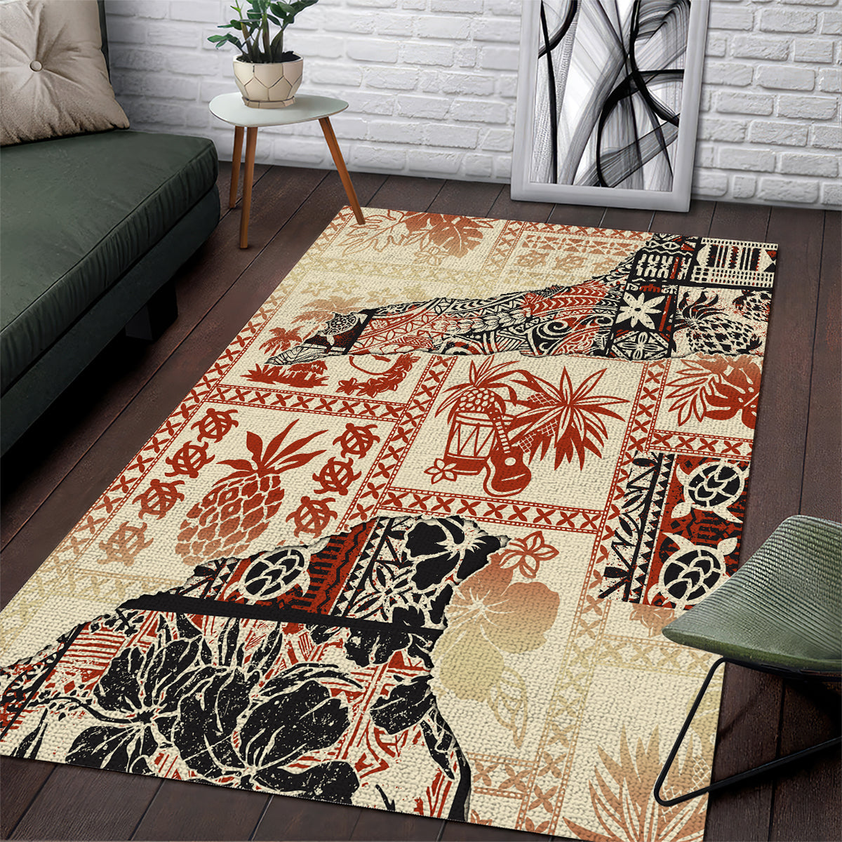 Hawaii Area Rug Aloha Tribal Pattern Beige Version LT9 - Wonder Print Shop