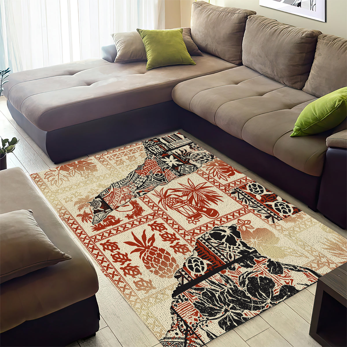 Hawaii Area Rug Aloha Tribal Pattern Beige Version LT9 - Wonder Print Shop
