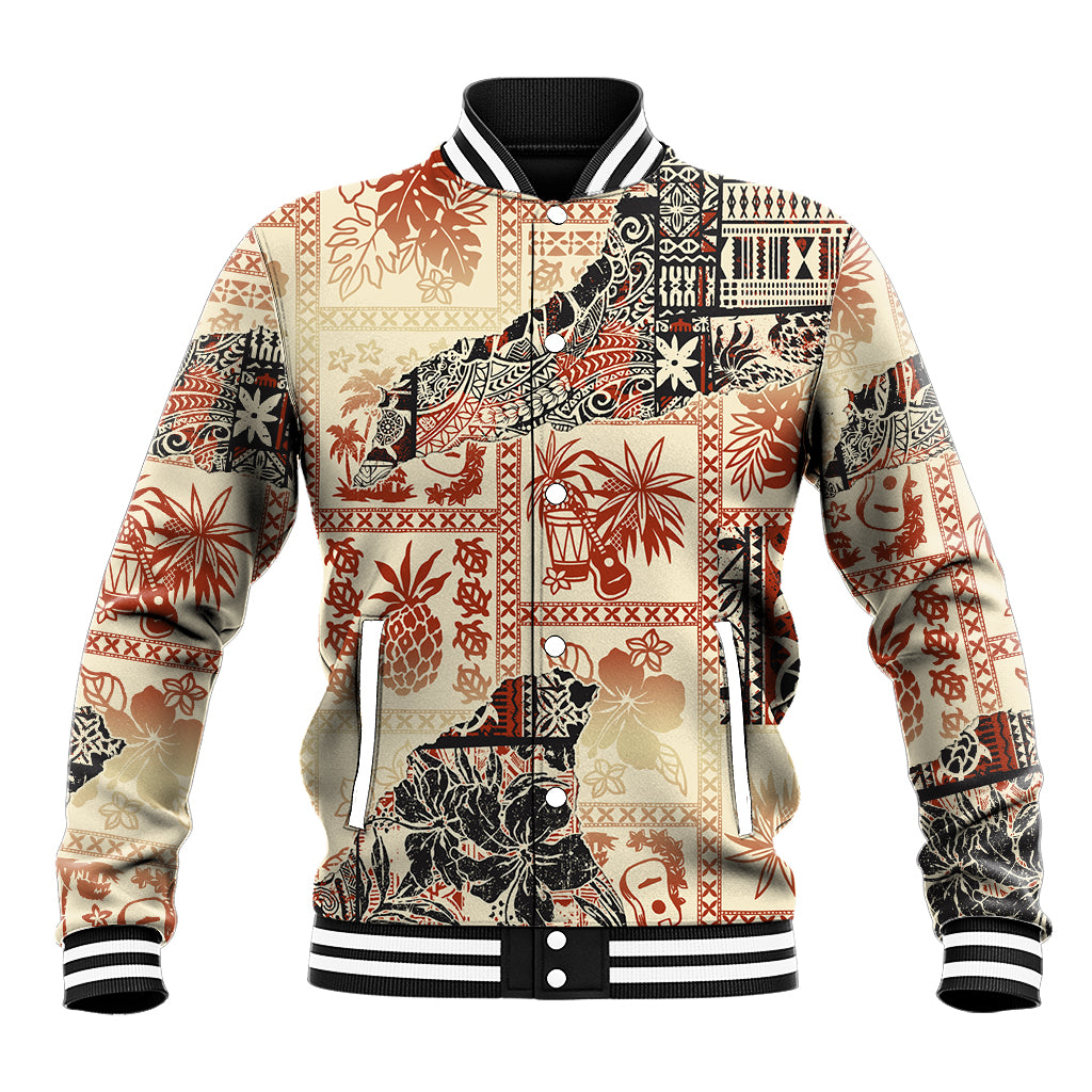 Hawaii Baseball Jacket Aloha Tribal Pattern Beige Version LT9 - Wonder Print Shop
