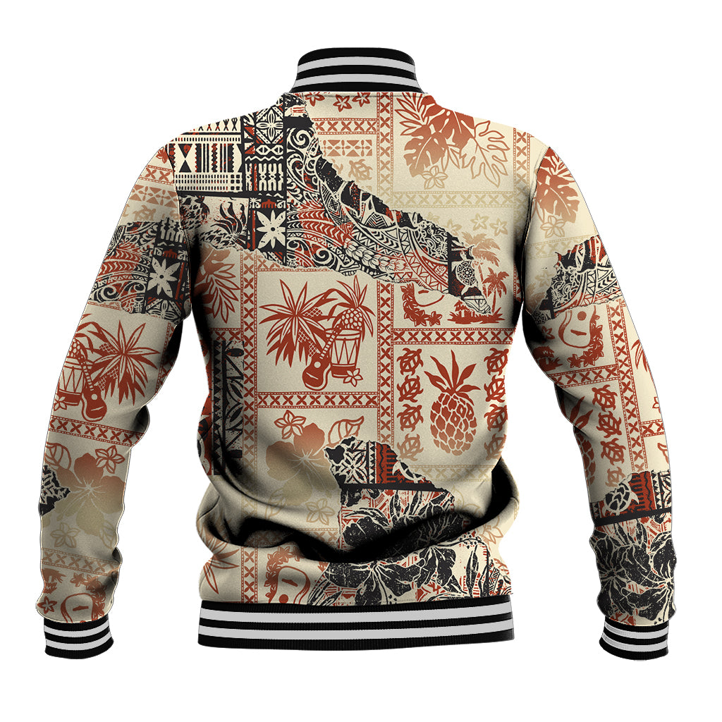 Hawaii Baseball Jacket Aloha Tribal Pattern Beige Version LT9 - Wonder Print Shop