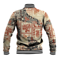 Hawaii Baseball Jacket Aloha Tribal Pattern Beige Version LT9 - Wonder Print Shop