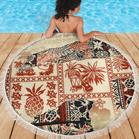 Hawaii Beach Blanket Aloha Tribal Pattern Beige Version LT9 - Wonder Print Shop