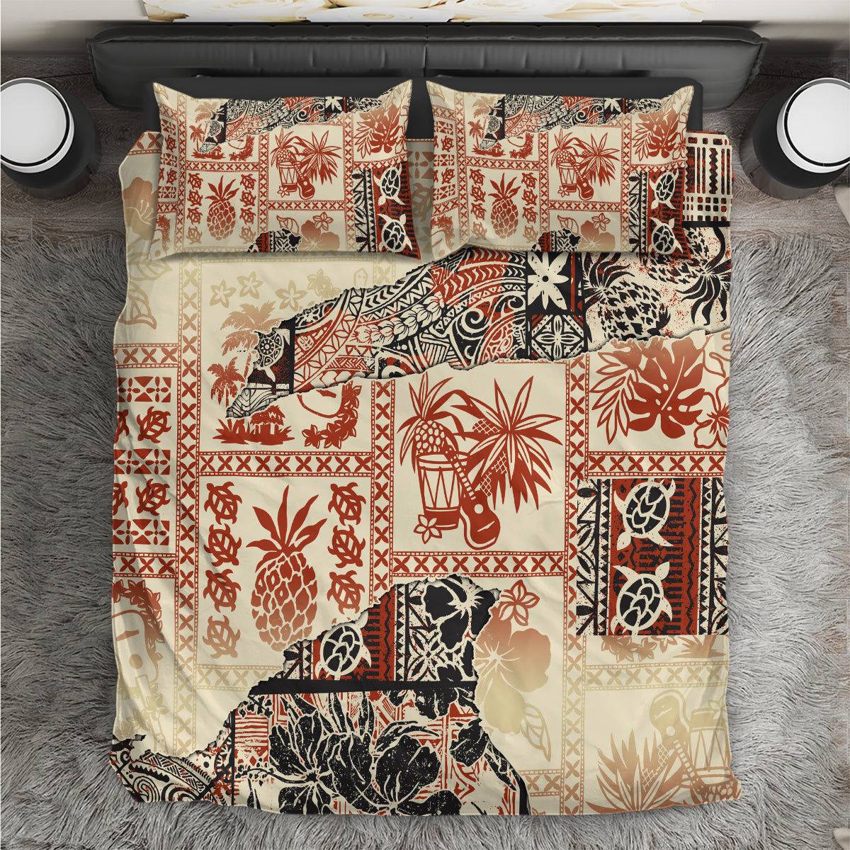 Hawaii Bedding Set Aloha Tribal Pattern Beige Version LT9 - Wonder Print Shop