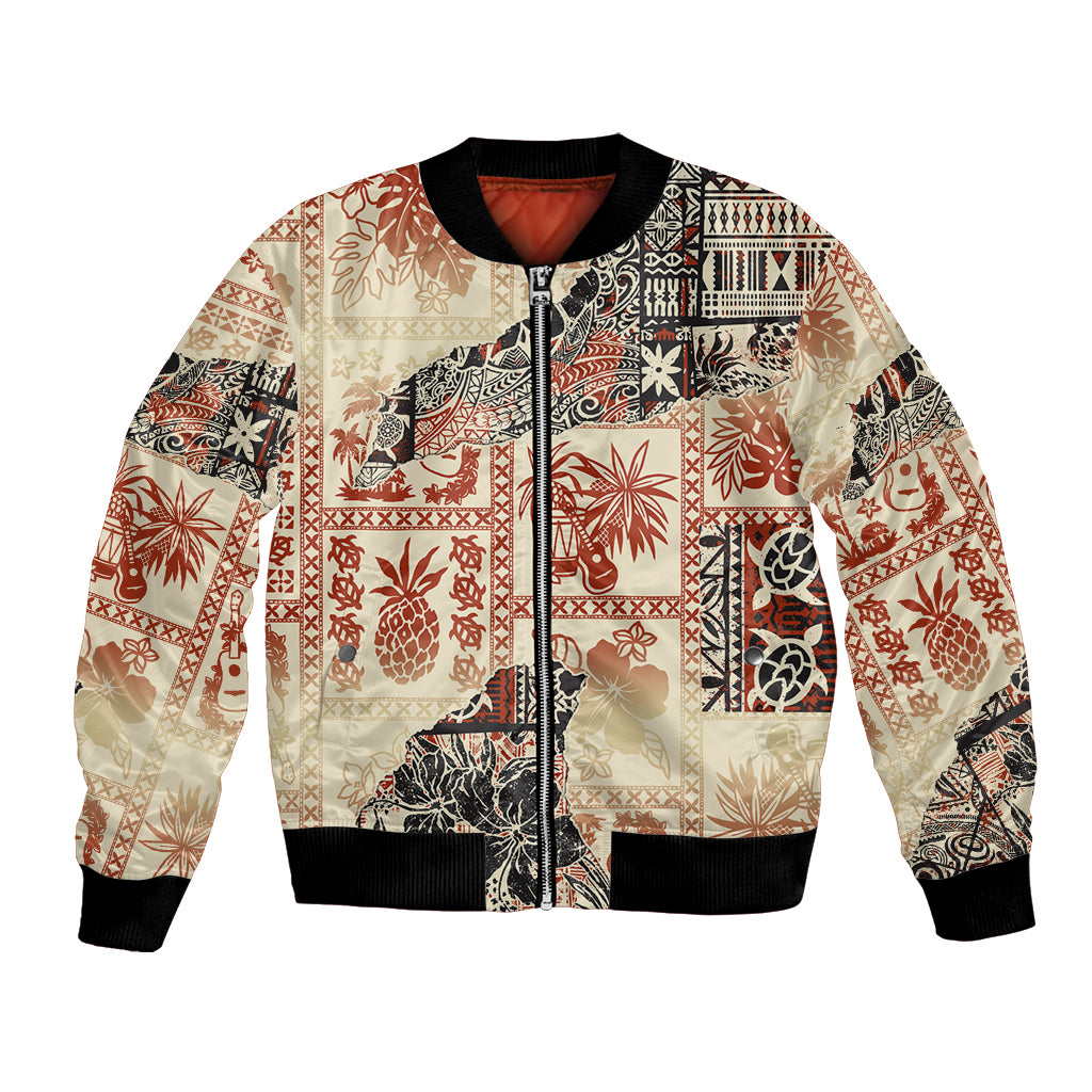 Hawaii Bomber Jacket Aloha Tribal Pattern Beige Version LT9 - Wonder Print Shop
