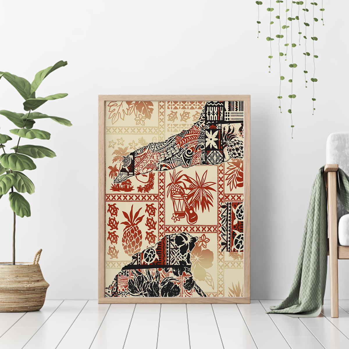 Hawaii Canvas Wall Art Aloha Tribal Pattern Beige Version LT9 - Wonder Print Shop