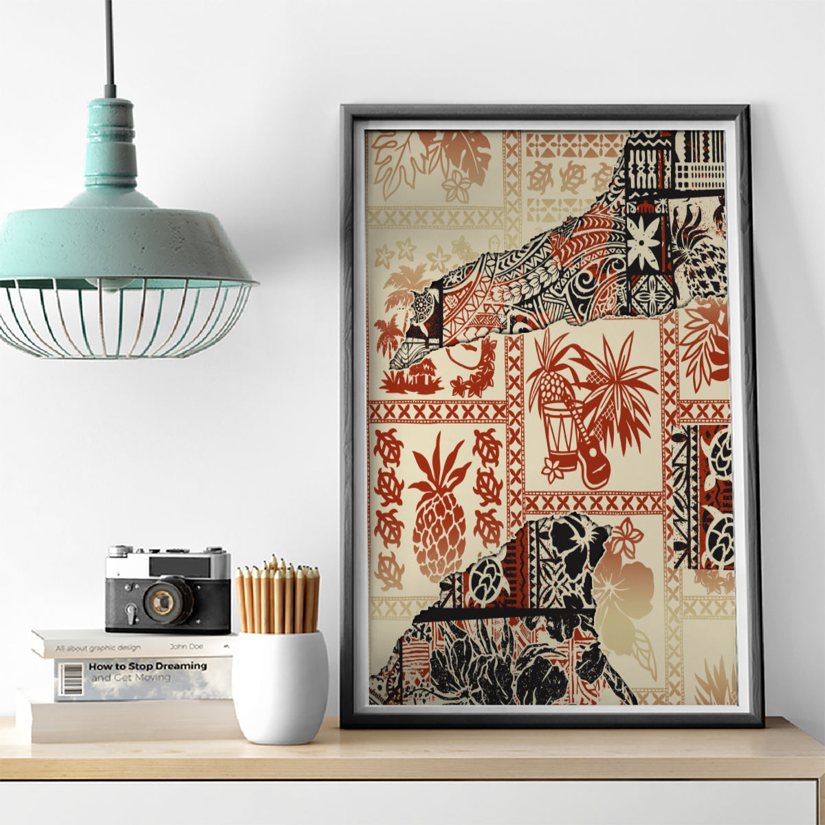 Hawaii Canvas Wall Art Aloha Tribal Pattern Beige Version LT9 - Wonder Print Shop