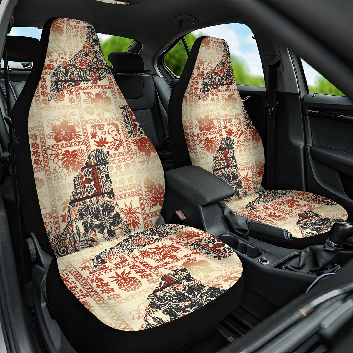 Hawaii Car Seat Cover Aloha Tribal Pattern Beige Version LT9 - Wonder Print Shop