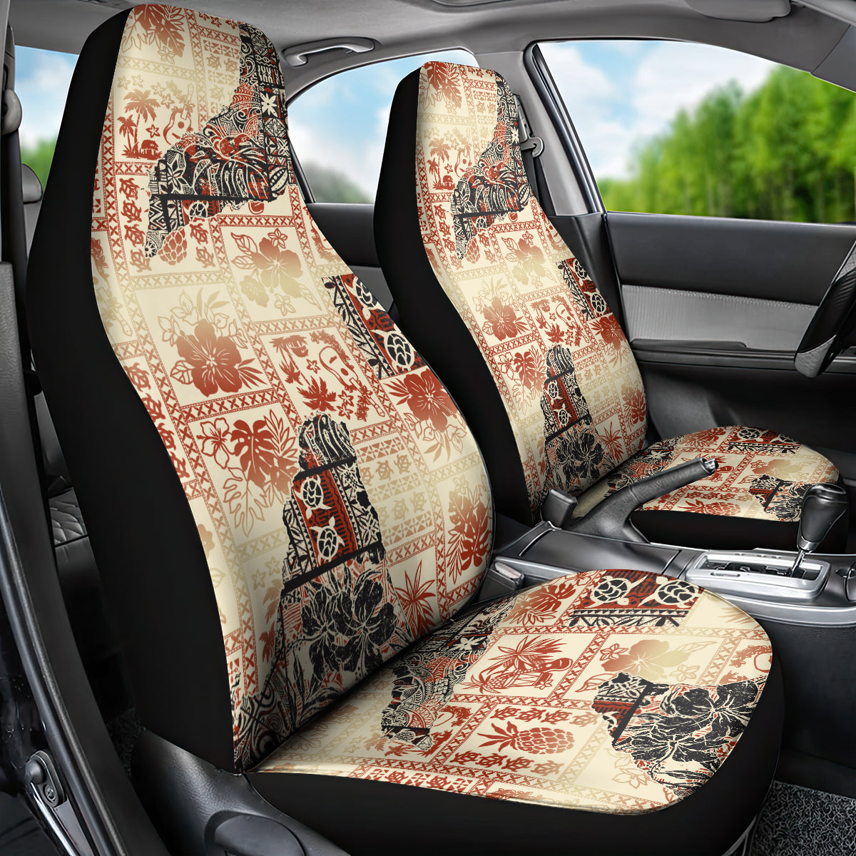 Hawaii Car Seat Cover Aloha Tribal Pattern Beige Version LT9 - Wonder Print Shop