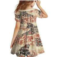 Hawaii Family Matching Mermaid Dress and Hawaiian Shirt Aloha Tribal Pattern Beige Version LT9 - Wonder Print Shop