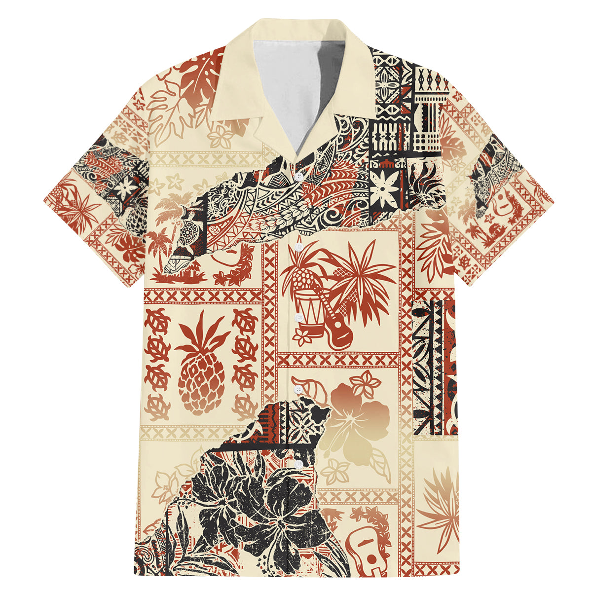 Hawaii Family Matching Mermaid Dress and Hawaiian Shirt Aloha Tribal Pattern Beige Version LT9 - Wonder Print Shop