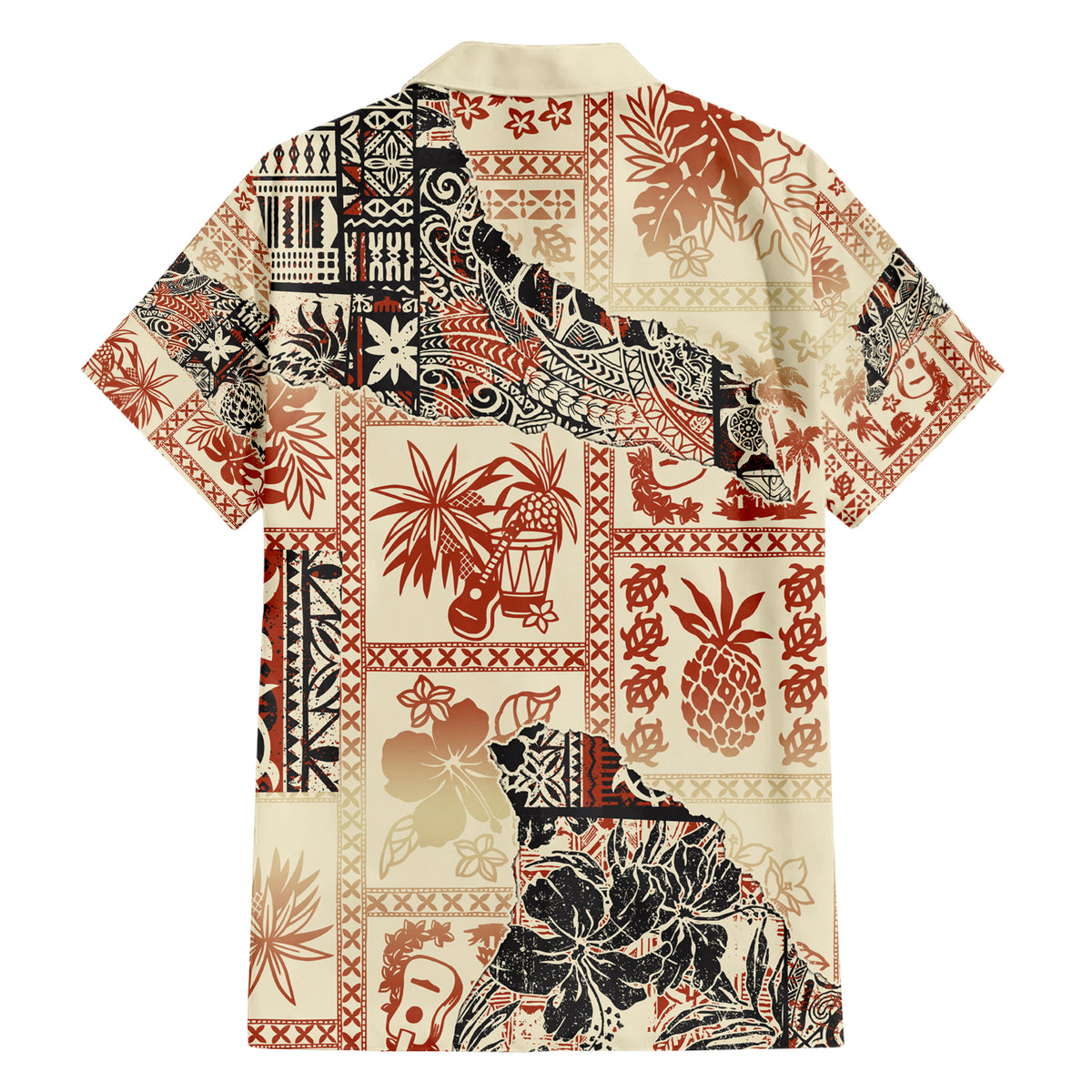 Hawaii Family Matching Short Sleeve Bodycon Dress and Hawaiian Shirt Aloha Tribal Pattern Beige Version - Wonder Print Shop