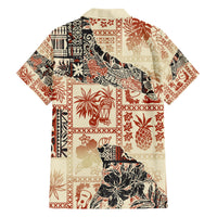Hawaii Family Matching Short Sleeve Bodycon Dress and Hawaiian Shirt Aloha Tribal Pattern Beige Version - Wonder Print Shop