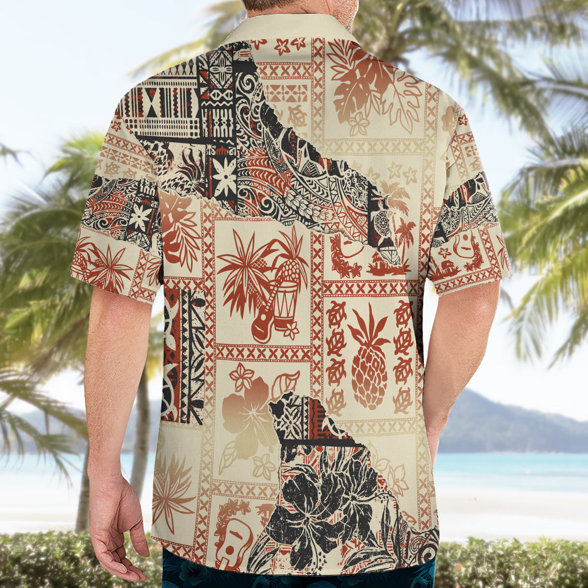Hawaii Hawaiian Shirt Aloha Tribal Pattern Beige Version - Wonder Print Shop