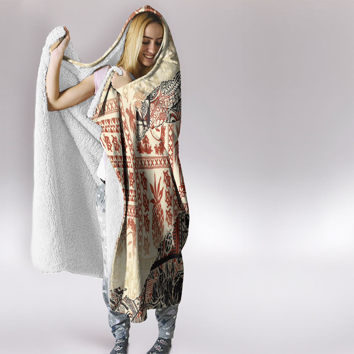 hawaii-hooded-blanket-aloha-tribal-pattern-beige-version
