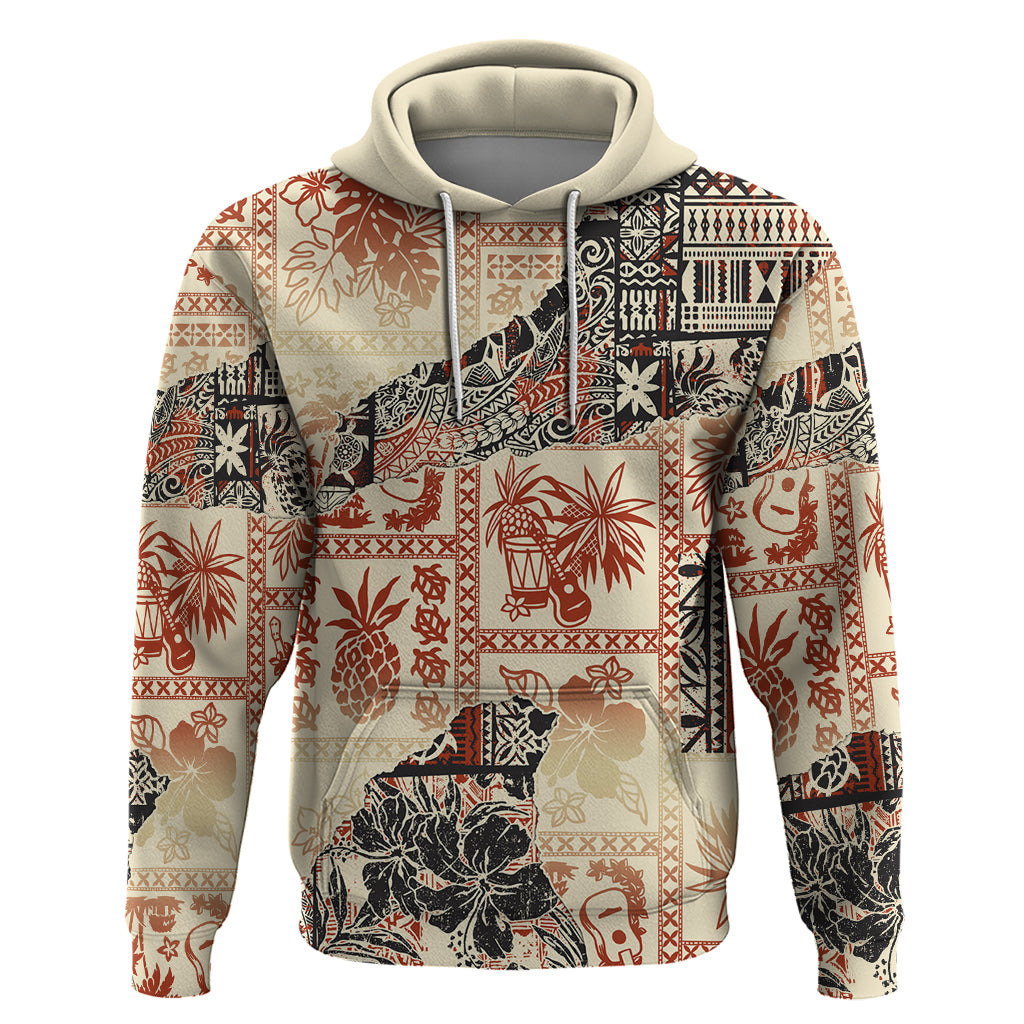 Hawaii Hoodie Aloha Tribal Pattern Beige Version - Wonder Print Shop