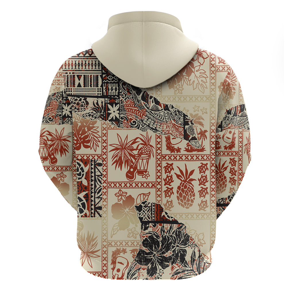 Hawaii Hoodie Aloha Tribal Pattern Beige Version - Wonder Print Shop