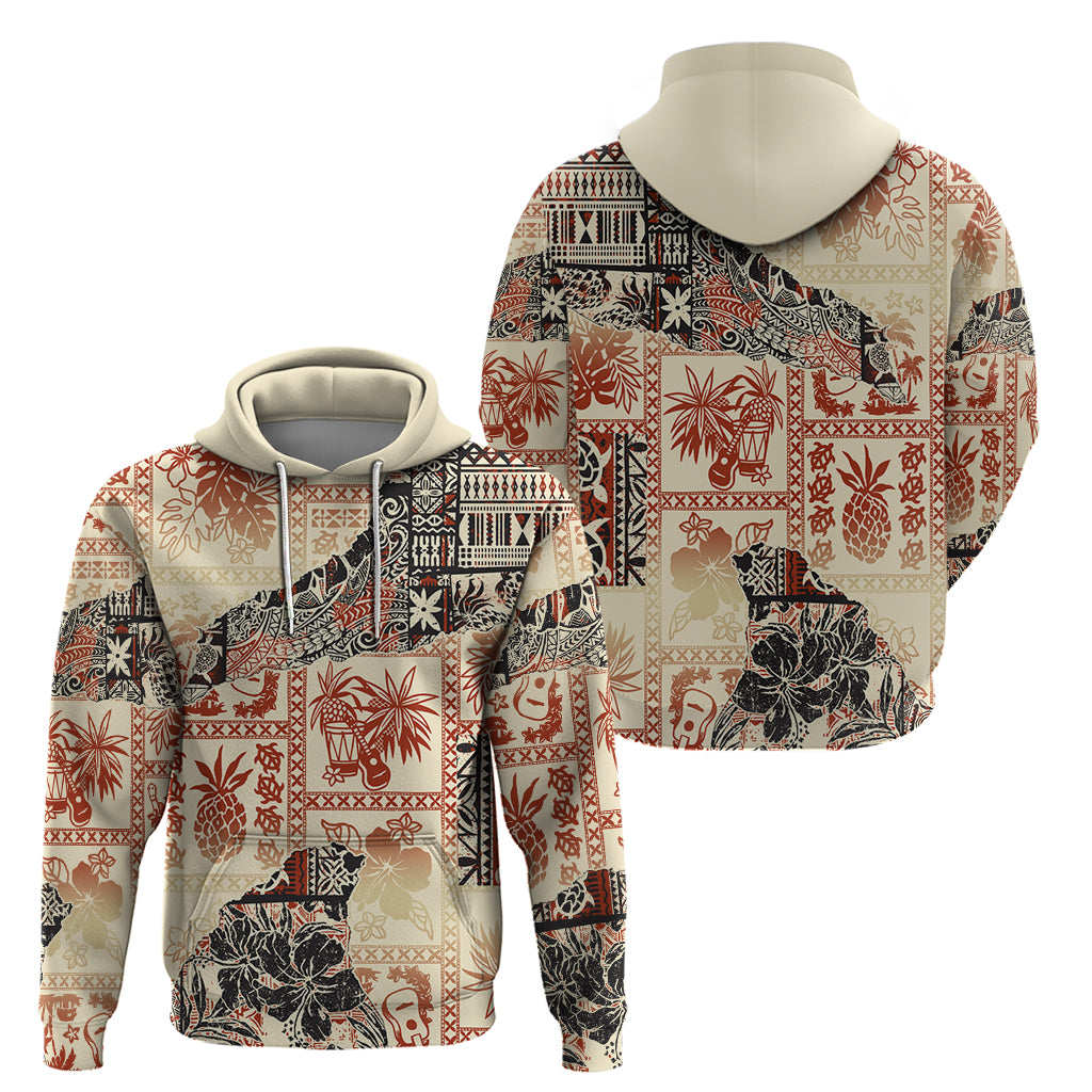 Hawaii Hoodie Aloha Tribal Pattern Beige Version - Wonder Print Shop