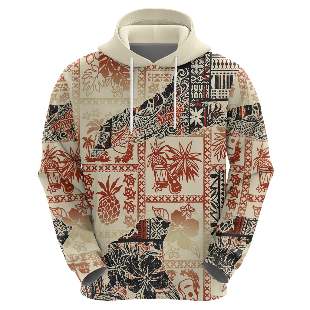 Hawaii Hoodie Aloha Tribal Pattern Beige Version - Wonder Print Shop