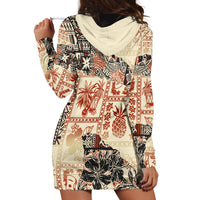 Hawaii Hoodie Dress Aloha Tribal Pattern Beige Version - Wonder Print Shop