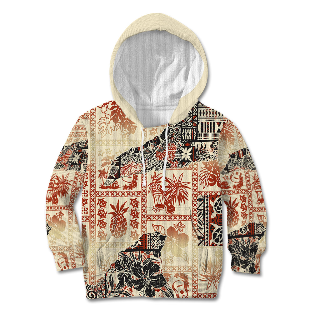Hawaii Kid Hoodie Aloha Tribal Pattern Beige Version - Wonder Print Shop