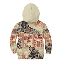 Hawaii Kid Hoodie Aloha Tribal Pattern Beige Version - Wonder Print Shop