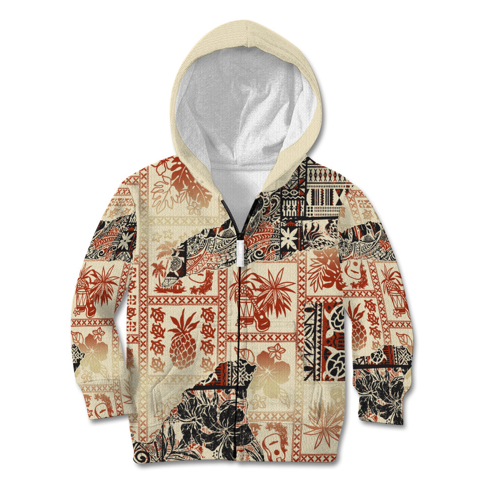 Hawaii Kid Hoodie Aloha Tribal Pattern Beige Version - Wonder Print Shop
