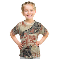 Hawaii Kid T Shirt Aloha Tribal Pattern Beige Version - Wonder Print Shop