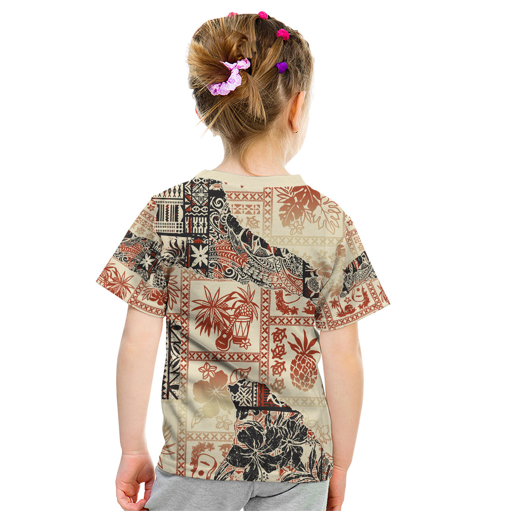 Hawaii Kid T Shirt Aloha Tribal Pattern Beige Version - Wonder Print Shop