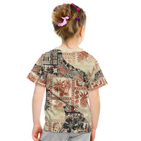 Hawaii Kid T Shirt Aloha Tribal Pattern Beige Version - Wonder Print Shop
